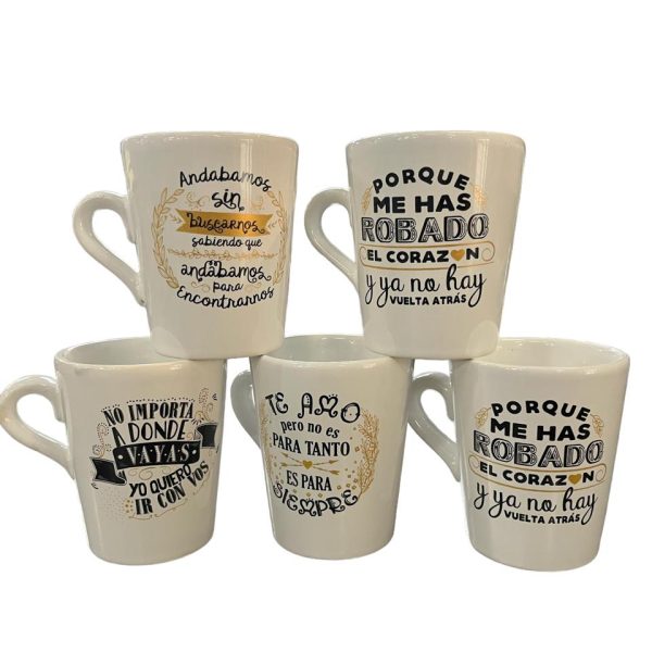 Taza Conica Frases Surtidas Ceramica
