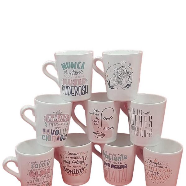 Taza Conica Frases Mujer Ceramica