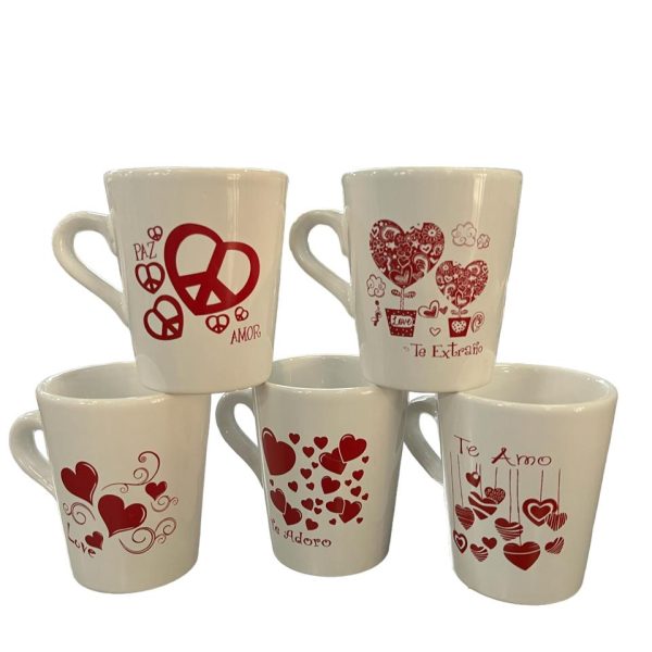 Taza Conica Corazones Ceramica