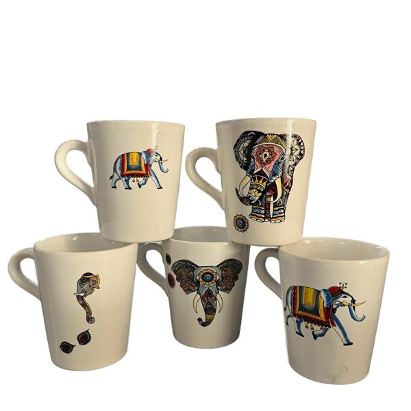 Taza Conica Elefantes Ceramica
