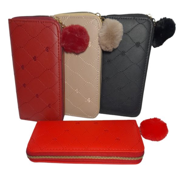 Billetera fichero 1 cierre con pom pom