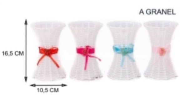 Florero plastico 17 cm con moño cinta