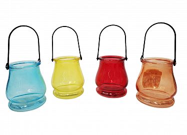 Porta vela vidrio color con metal 11 cm-4515-