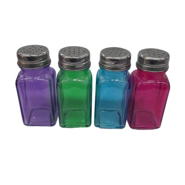 Salero vidrio 9 cm color tapa metal- 04232-