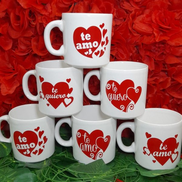 Taza mug ceramica corazones rojos- 95496