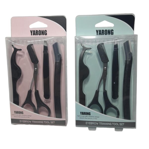 Set 4 pzas para cejas-pinza pestañas -tijera-y perfilador-01080