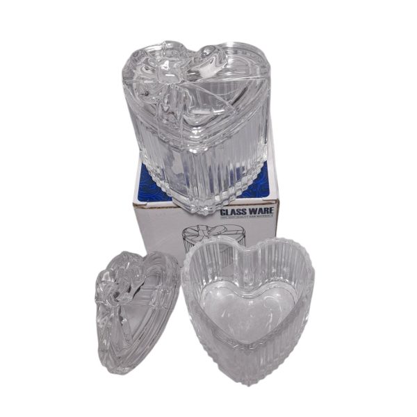 Caramelera  8X8 cm ,mini vidrio forma Corazon- 01343