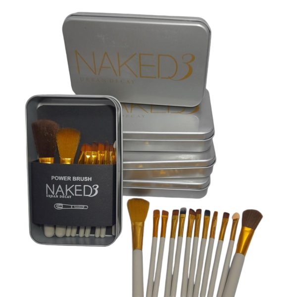 Set pinceles x 12u para maquillaje en estuche lata-01561