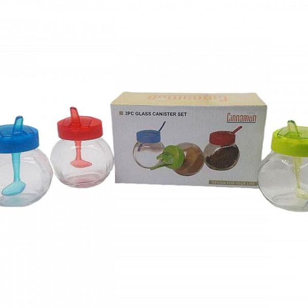 Set frascos x 3 c/ cuchara y tapa color- 00421