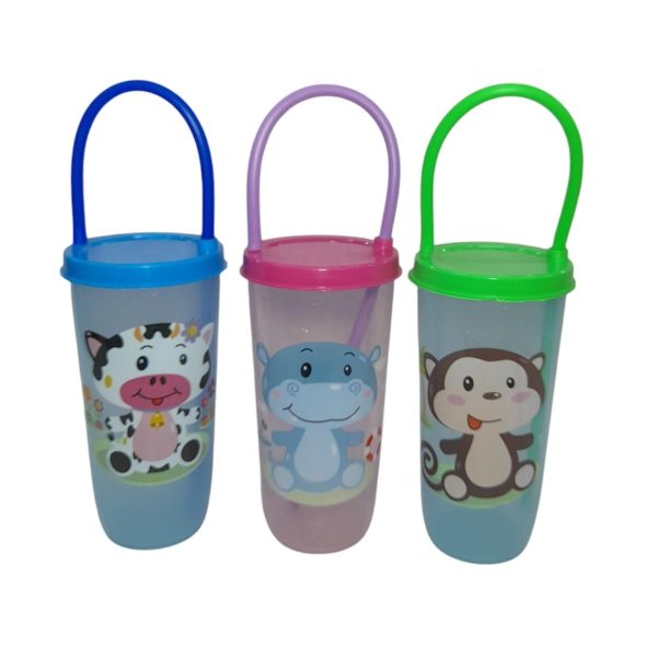 Vaso alto 350 cc infantil con tapa y sorbet fino- 49862