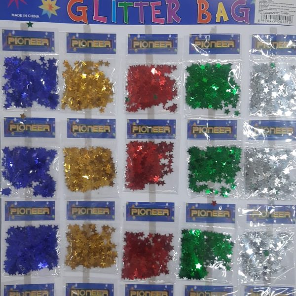 Lentejuela estrella x 20 ptes en blister-5 colores- 020012