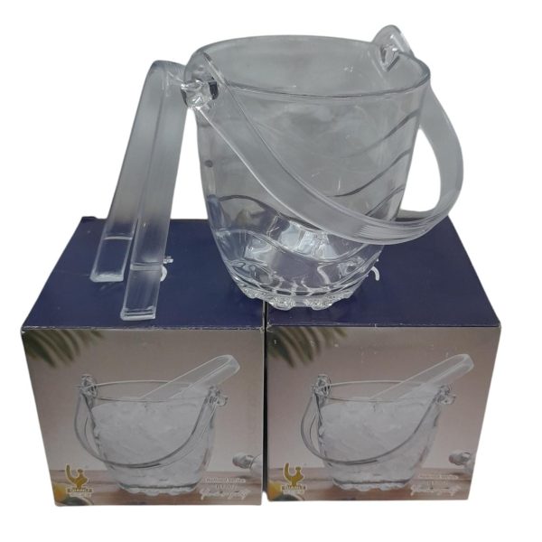 Hielera de vidrio con pinza y manija en caja -10716