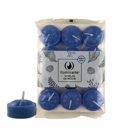 Velas de noche x 12 AZULES -10508