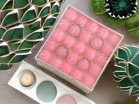 Velas de noche x 50  ROSAS en caja - 10702