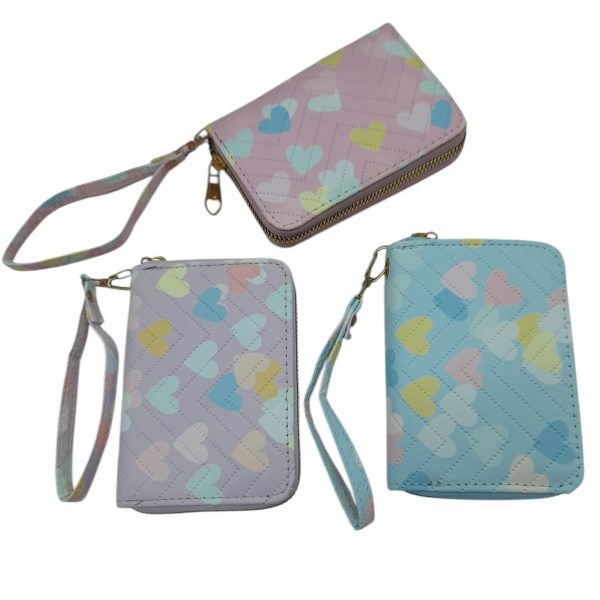 Billetera dama 13 cm con corazones y cierre- 03091