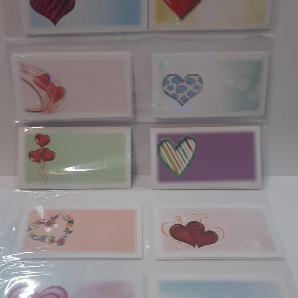 Tarjetitas personales x 100u en blister corazones lisos- 32161L