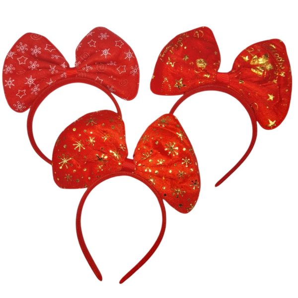 Vincha Roja con moño 20 cm cons tamping dorado- 04738