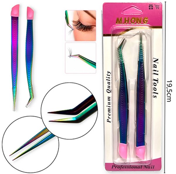 Pinzas para colocar pestañas x2 u en blister- 92915