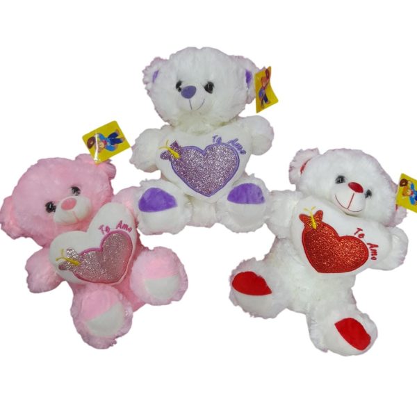 Oso peluche 25cm con corazon - 22658