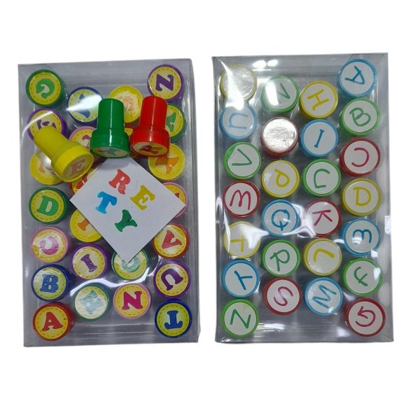 sellitos x 26 letras abecedario en caja pvc- 42041