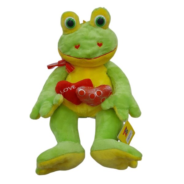 Rana 35 cm sentada con dos corazones-9275