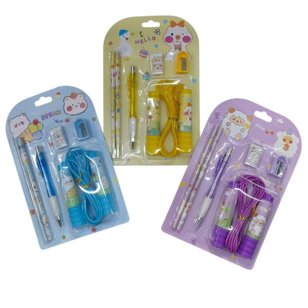 Set escolar 6 pzas con soga de saltar en blister- 36217