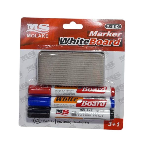 Marcadores x 3 + borrador para pizarra- 26417