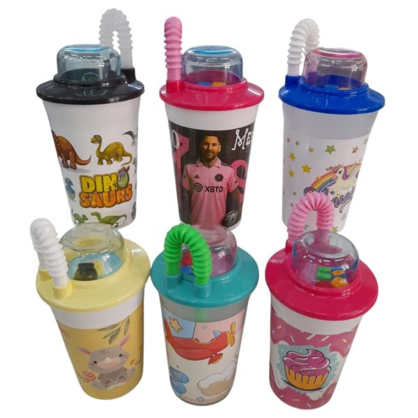 Vaso infantil 400cc con tapa comodin y sorbete- 49882