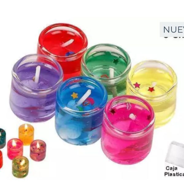 Vela gel 3 cm x 6u en caja transparente-328013