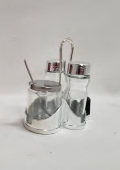 Salero-Pimientero y quesera con soporte metal- 70042