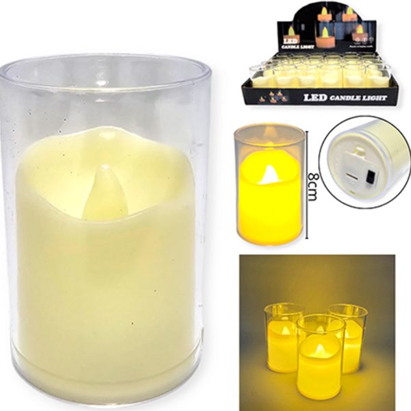 Vela alta en acrilico 6 cm luz blanca calida- 0156