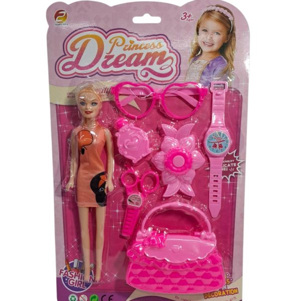 Set de muñeca flaca con accesorios en blister 26x40 cm- 23630