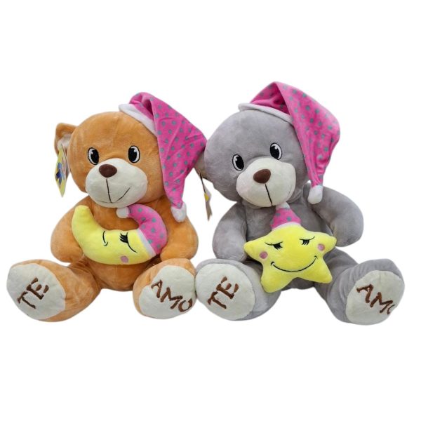 Oso con luna/estrella con gorro 28 cm- 43927
