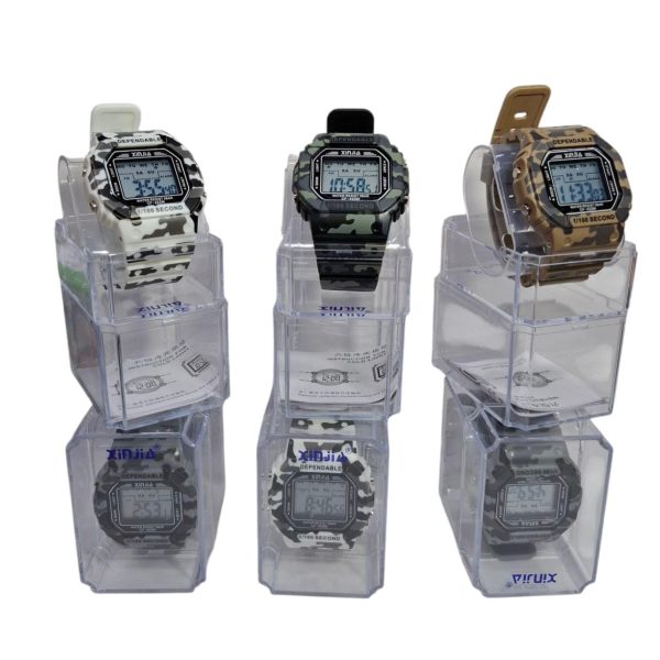 Reloj pulsera digital camuflado en estuche acrilico-16662
