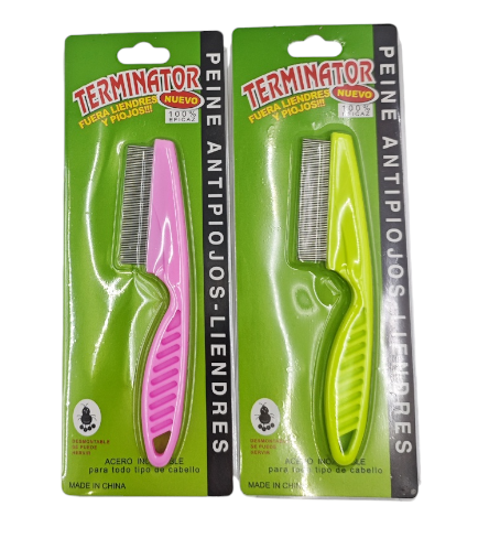 Peine piojero metal con mango -1730