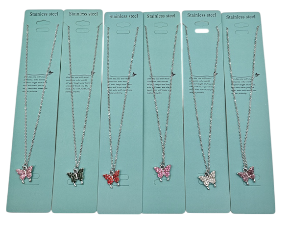 Colgante acero con dige Mariposa con strass-180112