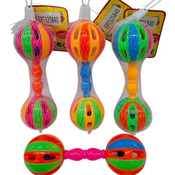 Sonajero multicolor 2 bolas en red- 32616