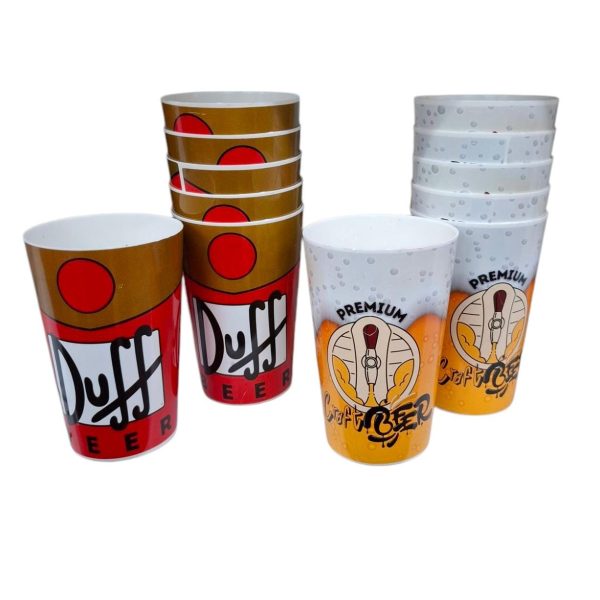 Set x6 vasos  plásticos duro DUFF/CRAFT estampados-45400