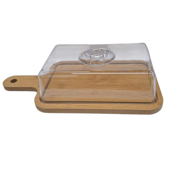 Tabla bamboo con mango 27x19 con tapa acrilica- 24683