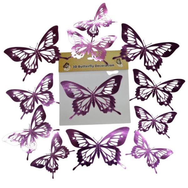 MARIPOSA decorativas  plateadas x 12u en blister- 01723F