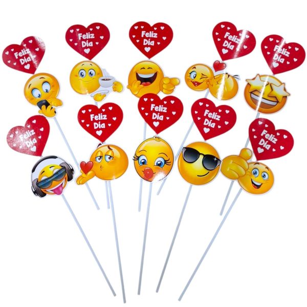 Corazon con emogi y varilla " FELIZ DIA" - 62