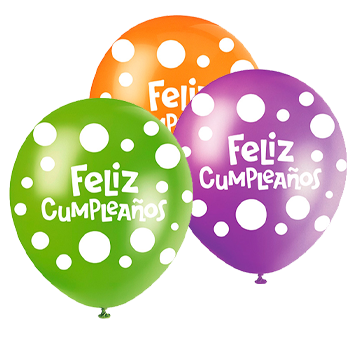 Globos surtidos 12" x 8u Feliz Cumpleaños- 00115