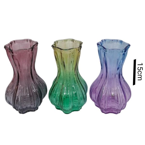 florero vidrio color 15cm- 12058