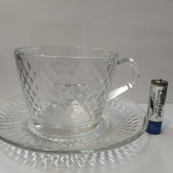 Juego de te 12 pzas- (6 tazas- 6 platos) vidrio-80119