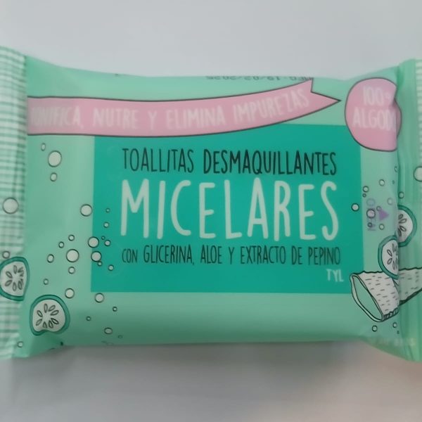 Toallita desmaquillantes MICELARES con glicerina, aloe y extracto de pepinos-62522