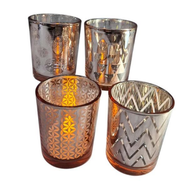 Porta vela 7x5 cm vidrio decorado- 52065