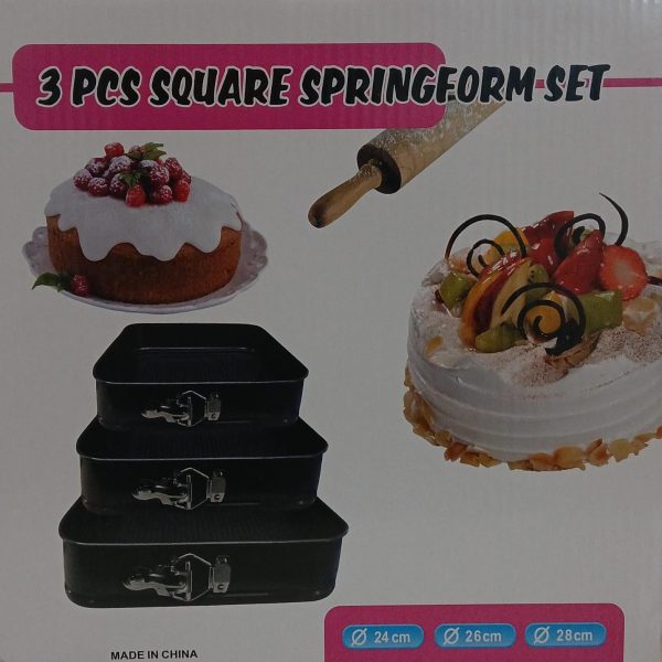 Set x 3 moldes para tortas CUADRADOS  desmontables - 98061