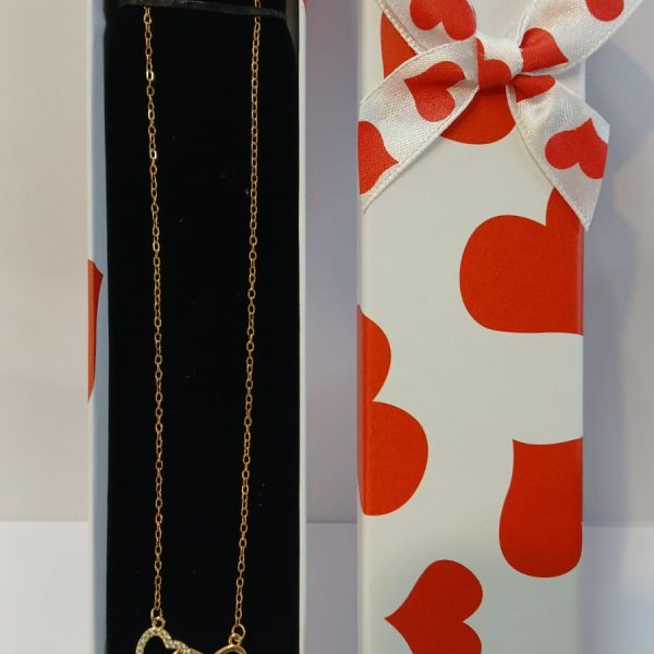 Cadena acero dorado con dige corazon infinito en estuche- 18134