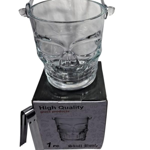Hielera de vidrio CALAVERA con manija y pinza metal- 42328