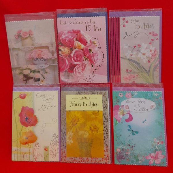 Tarjeta triple con sobre 15 AÑOS- 70